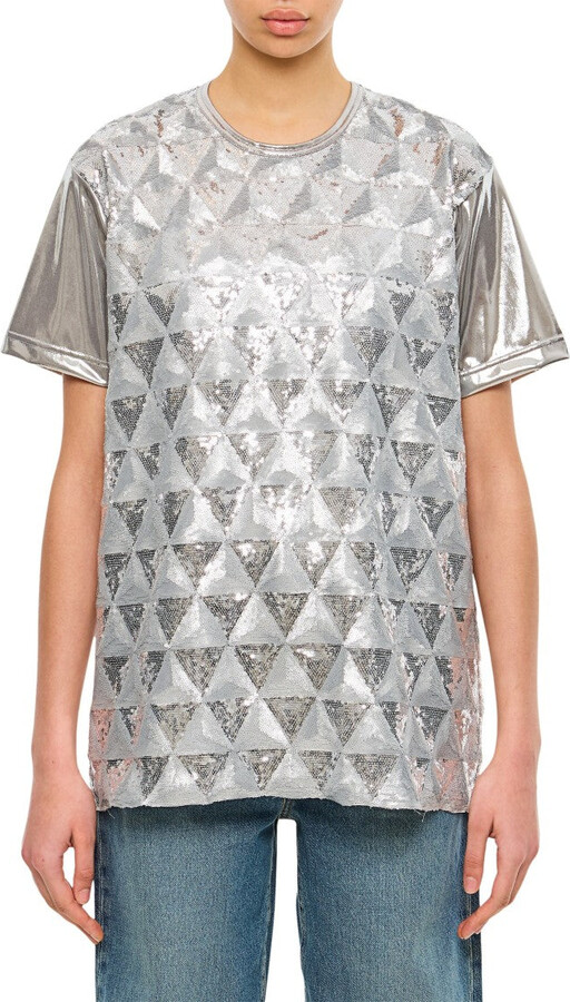 Junya Watanabe Geometric Sequin-Embellished Crew-Neck T-Shirt