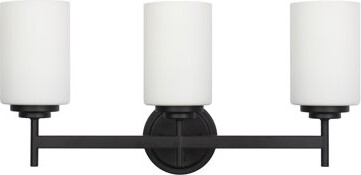 Ebern Designs Wynona 3 Light Vanity - Matte Black - Opal White
