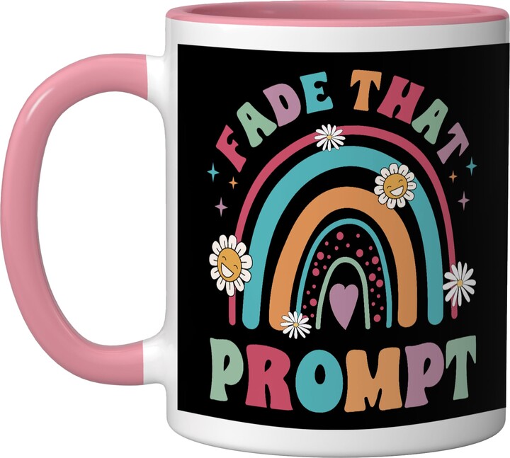 ABA Applied Behavior Analysis Behavior Analyst Fade That Prompt ABA Therapist Groovy Retro Ceramic Mug, Pink/White