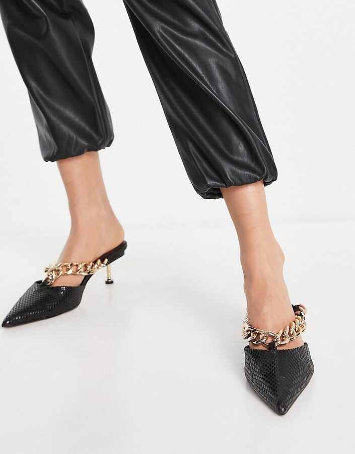 black mules mid heel