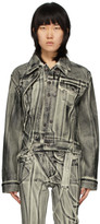 Thumbnail for your product : Ottolinger Off-White and Black Double Collar Painted Denim Jacket