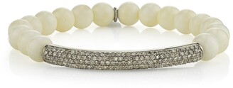 Sheryl Lowe 8mm Bone Beaded Bracelet with Diamonds
