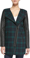 Thumbnail for your product : Green & Black Walter Baker Sadie Plaid & Faux-Leather Coat, Green/Black