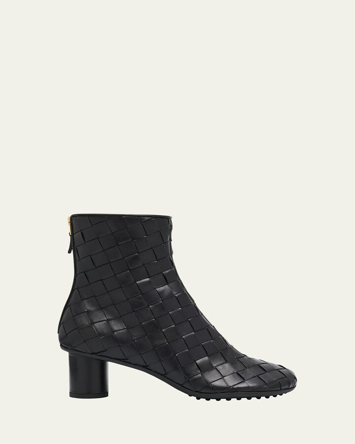 Atomic Woven Leather Cylinder-Heel Booties