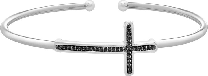 Miki & Jane Women's Silver Bruna Black Diamond Cross Bangle Bracelet -  ShopStyle