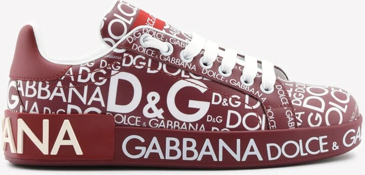 Dolce & Gabbana Portofino All-Over Logo Leather Sneakers - ShopStyle