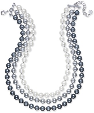 Charter Club Imitation Pearl Ombre Three-Row Collar Necklace, Created for  Macy's - ShopStyle