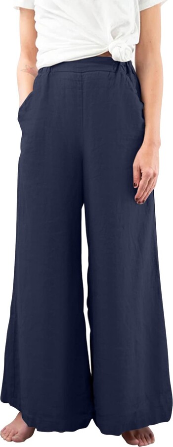 Navy Tie Waist Trousers | Shop The Largest Collection | ShopStyle UK
