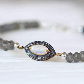 Artique Boutique Labradorite, Moonstone And Diamond Bracelet