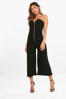 Thumbnail for your product : boohoo Zip Front Bandeau Culotte Jumpsuit
