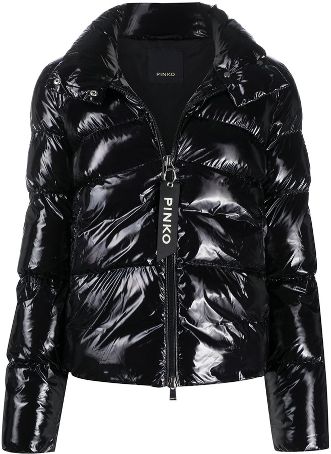shine black puffer jacket