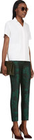 Thumbnail for your product : Burberry Green Silk-Blend Trellis Brocade Trousers
