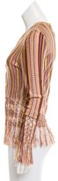 Thumbnail for your product : Christian Dior Striped Fringe-Trimmed Cardigan