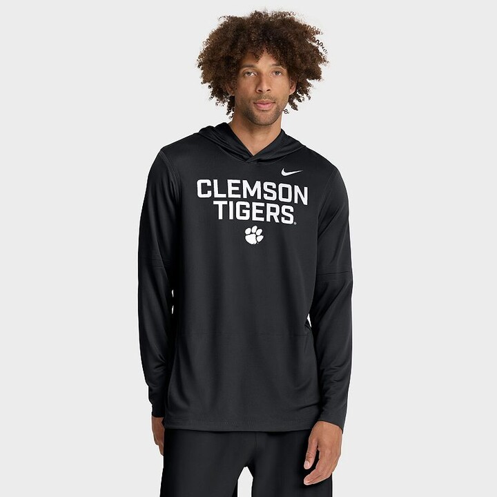 Men's Nike Black Clemson Tigers 2025 Sideline Performance Long Sleeve Hoodie T-Shirt