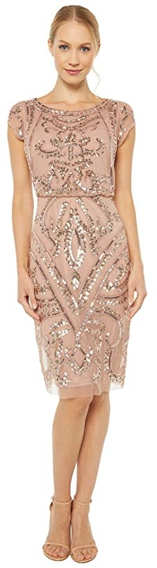 adrianna papell embellished blouson sheath dress