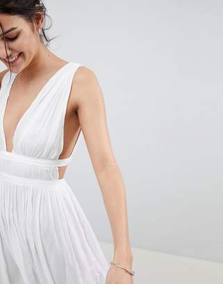 ASOS Design DESIGN Grecian Plunge Maxi Woven Beach Dress