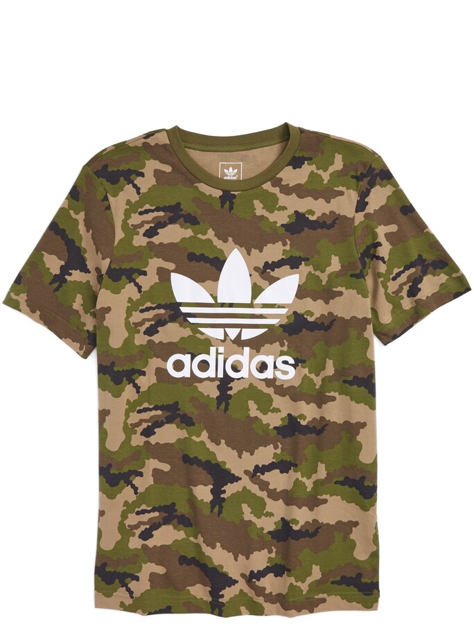 adidas Camo Print Trefoil Graphic T-Shirt - ShopStyle Teen Boys' Shirts