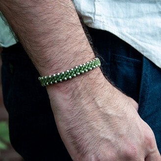 Harbour Uk Bracelets Eco-Friendly Men's Chunky Silver And Apple Green Waterproof Rope Bracelet - Green