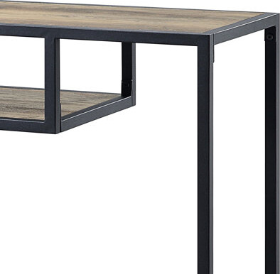 Latitude Run Table With Metal Frame And Rustic Oak & Black Finish, 2 Storages Storage Shelves Finish In