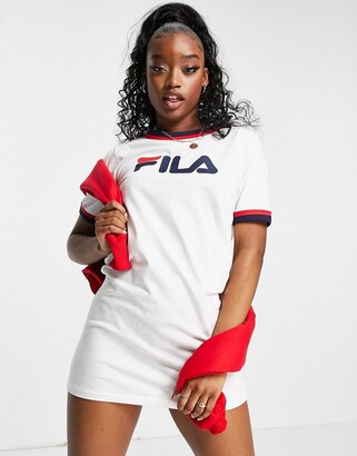 Fila large chest logo t-shirt dress in white exclusive to ASOS - ShopStyle