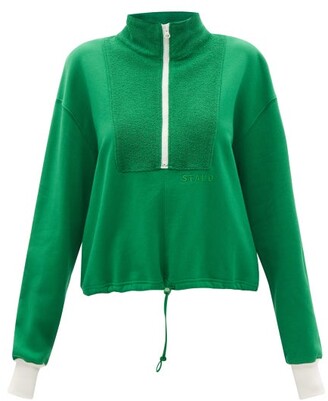 STAUD High-neck Cotton-jersey Sweatshirt - Green