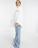 Thumbnail for your product : ASOS Petite ASOS DESIGN Petite nylon tech shacket with quilted lining in white