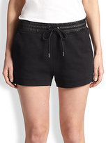 Thumbnail for your product : Alexander Wang T by Leather-Waist Jersey Track Shorts