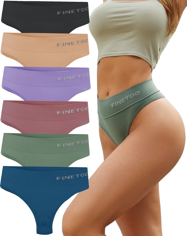 FINETOO 6 Pack High Waisted Thongs for Women - ShopStyle