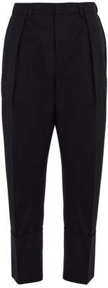 Wooyoungmi Tapered Leg Cropped Wool Trousers - Mens - Navy