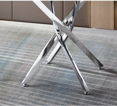 Wrought Studio Round Clear Tempered Glass Dining Table With Four Slanted Silver Metal Legs And Balanced Base 30.1 - Inch High Comfortable For Stainless Steel Posts