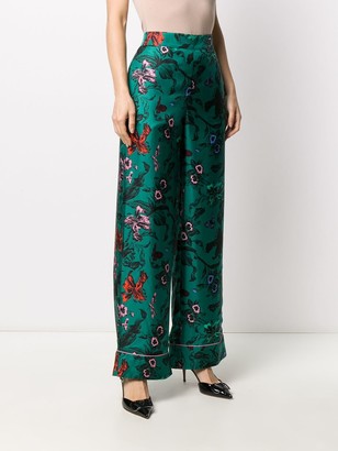 Diane von Furstenberg Floral Print Wide-Leg Trousers