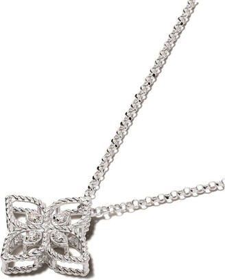 Roberto Coin 18kt white gold diamond Princess Flower necklace