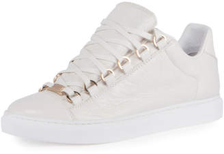 Balenciaga Crackled Leather Lace-Up Sneaker