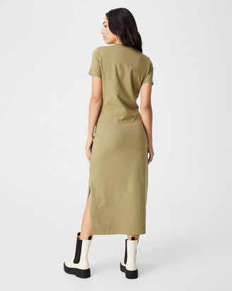 Cotton On Maternity - Women's Green Midi Dresses - Maternity Short Sleeve Split Front Midi Dress - Size XS at The Iconic