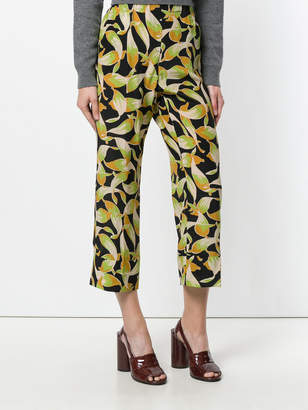 No.21 leaf print cropped trousers