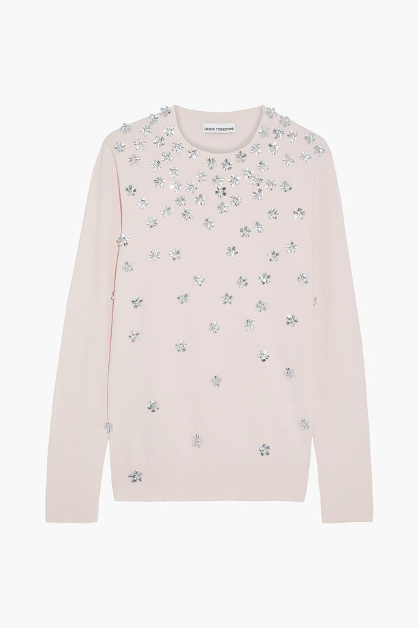 Paco Rabanne Floral-appliqued Stretch-knit Sweater - ShopStyle