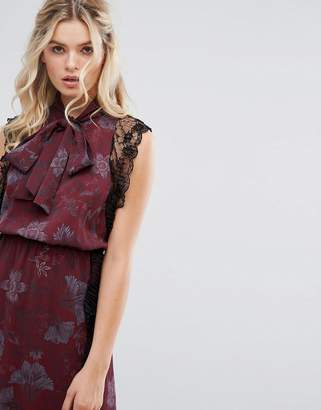 Stevie May Crinkle Chiffon Printed Midi Dress With Tie
