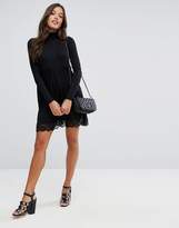 Thumbnail for your product : ASOS DESIGN Turtleneck Skater Dress With Lace Hem
