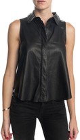 Thumbnail for your product : Rag and Bone 3856 RAG & BONE Leather Sleeveless Button Down Top Black