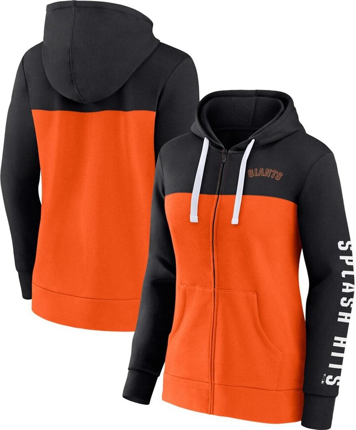 Women's Fanatics Branded Black/Orange Philadelphia Flyers Script Fleece  Full-Zip Hoodie