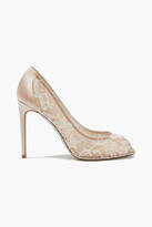 Thumbnail for your product : Rene Caovilla Rene' Caovilla Grace Crystal-embellished Satin And Lace Pumps