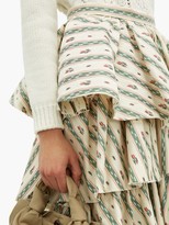 Thumbnail for your product : Brock Collection Tiered Floral Cotton-jacquard Skirt - Ivory Multi