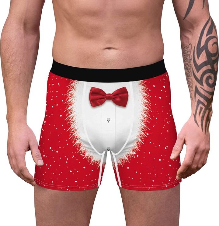 inhzoy Men's Novelty Christmas Santa Claus Boxer Shorts Swimming Trunks