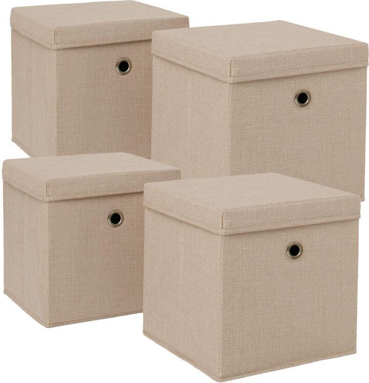 OHS 4 x Fabric Storage Boxes with Lid Foldable Square Organiser ShopStyle