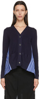 Thumbnail for your product : Sacai Navy & Blue Stripe Pleated Back Cardigan