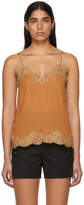 Thumbnail for your product : Chloé Brown Crepe de Chine Lace Camisole
