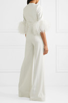 Thumbnail for your product : Elie Saab Feather-trimmed Cady Jumpsuit - White