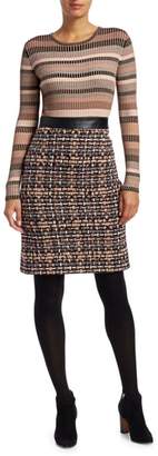 Akris Punto Leather-Trimmed Tweed Skirt