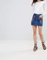 Thumbnail for your product : Daisy Street Embroidered Denim Skirt