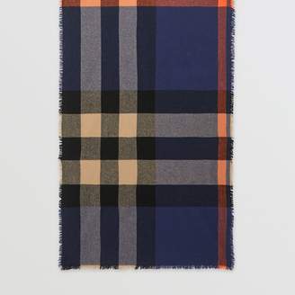 Burberry Fringed Check Wool Cashmere Scarf
